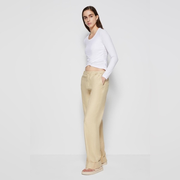 Jonathan Simkhai Standard Long Sleeve Ribbed Suzy Shaping Wrap Top Sz M - Picture 9 of 10